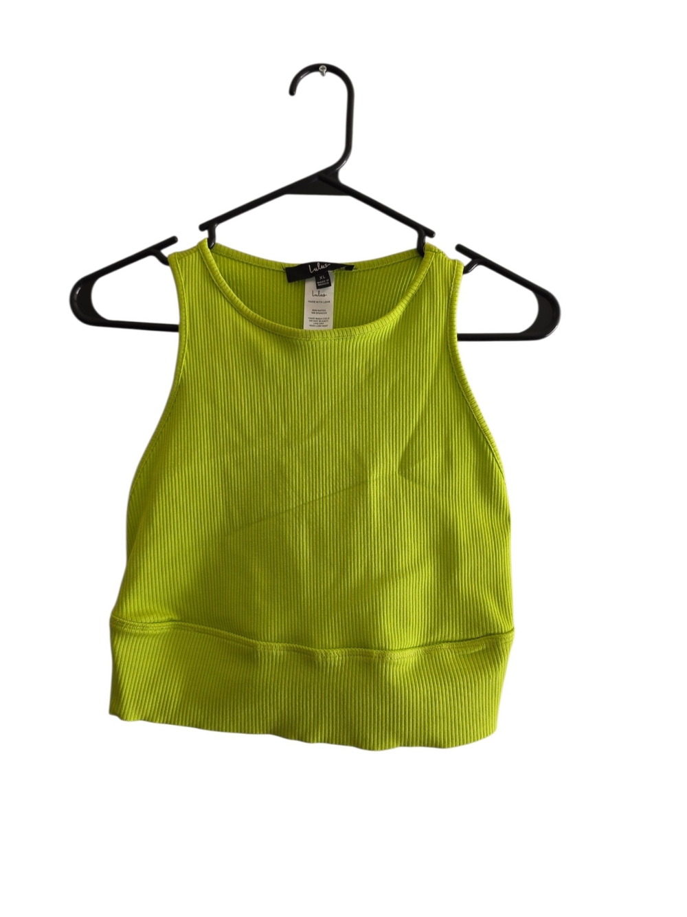 Lulu's Bright Lime Ribbed Cropped Two Piece